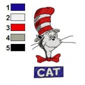 The Cat in the Hat Dr Seuss Embroidery Design